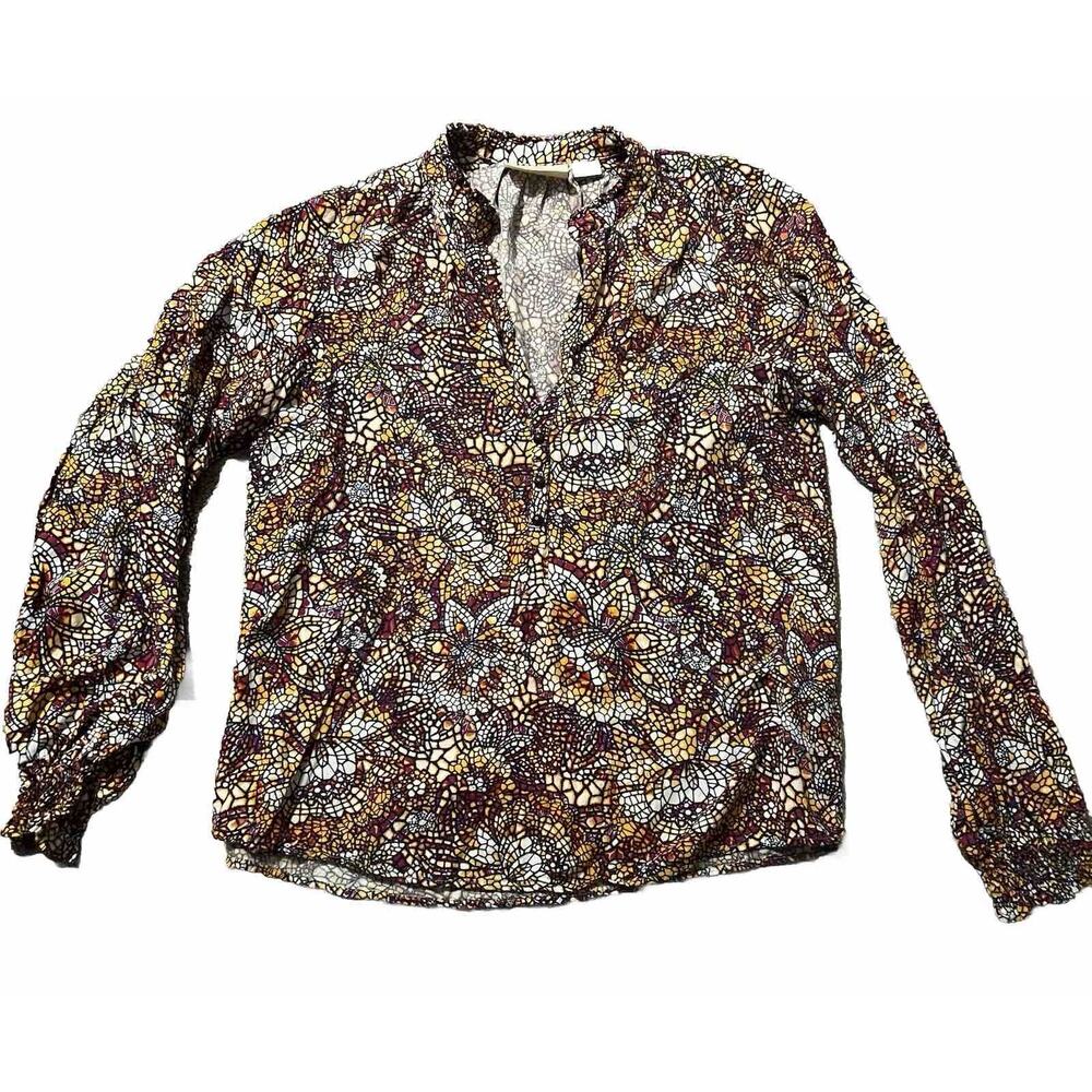Maeve Anthropologie Blouse S Collette Stained Glass Print Peasant Top